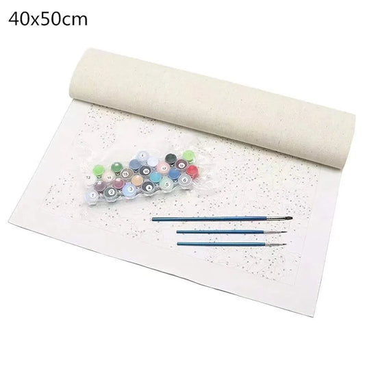 HASTHIP Paint by Numbers for Adult Kits, DIY Canvas Oil Painting Kit for Kid Beginners with Paintbrushes Acrylic Pigment Drawing Paintwork, Multicolor