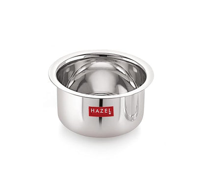 Hazel Stainless Steel Tope Patila with Lid 18 cm 1.4 Litre Capacity Flat Bottom Boiling Vessels Bhagona Dekchi