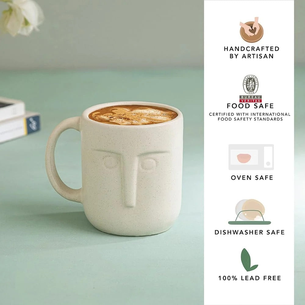 Ellementry Moai Ceramic Mug Set of 2 (350 ML)