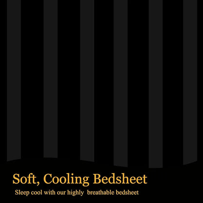 Fresh From Loom Breathable Single Size Flat Bedsheets Hotel & Home Plain Bedsheet Set with 1 Pillow Covers Black Tc 144