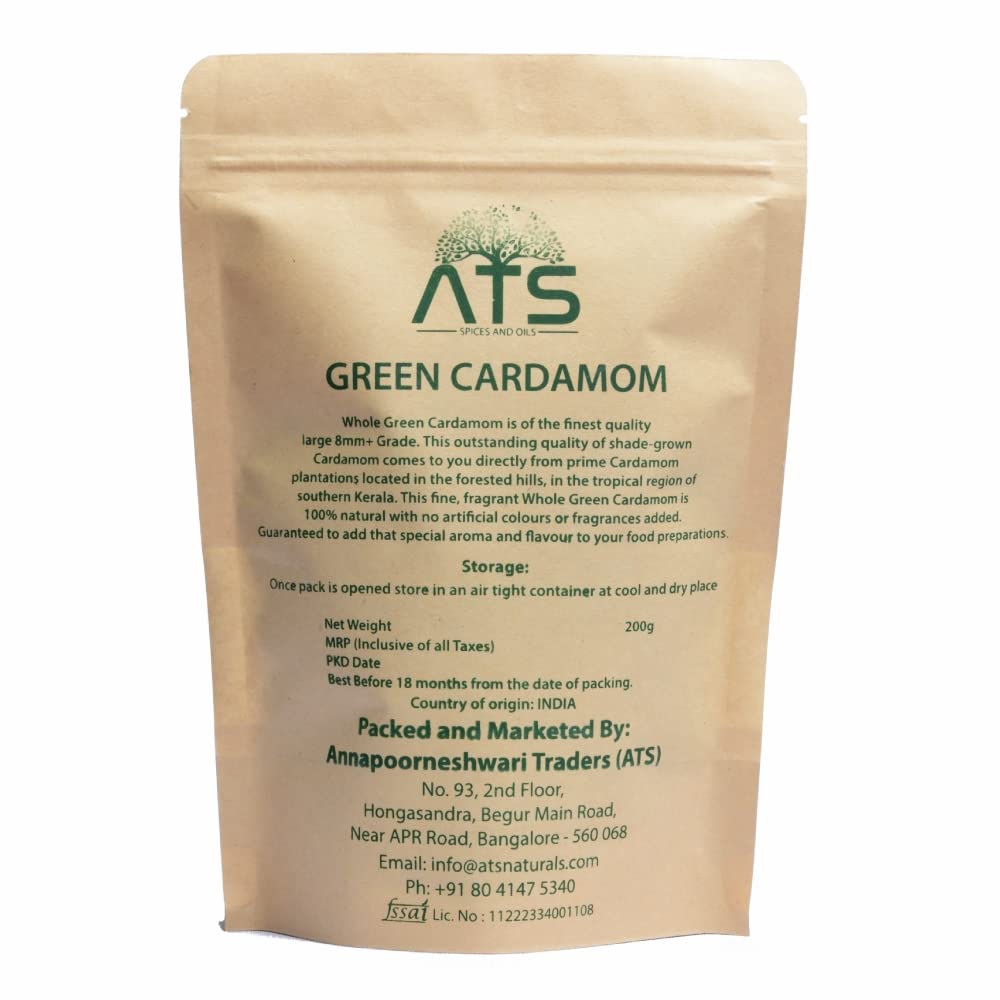 ATS natural Finest Fresh aromaaric Green Cardamom - 200 gms