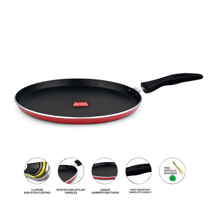 Avias Indiana Tawa 28cm Nonstick Aluminium Pan Riveted Bakelite Handles Gas Stove Compatible