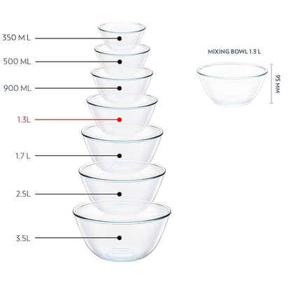 Borosil 1.3 L Serving & Mixing Bowl with Lid | Multipurpose Round Bowl for Kitchen & Dinning