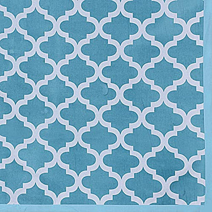 Texstylers Sky Blue Pure Cotton Abstract Pattern Jaipuri Style 4 Seater Dining Table Cloth Cover Color 01 Rectangular