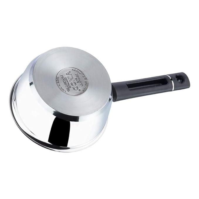 Vinod Tivoli Heavy Guage Stainless Steel Saucepan - 1.5 Litre (16cm) | SAS Bottom | 2 Layer Extra Thick Aluminum Core