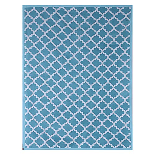 Texstylers Sky Blue Pure Cotton Abstract Pattern Jaipuri Style 4 Seater Dining Table Cloth Cover Color 01 Rectangular