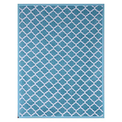 Texstylers Sky Blue Pure Cotton Abstract Pattern Jaipuri Style 4 Seater Dining Table Cloth Cover Color 01 Rectangular