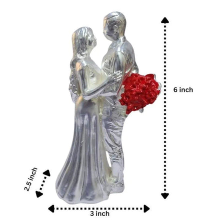 Gold Art India Couple Figurine Silver-Plated Matte Finish