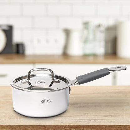 Allo Triply Stainless Steel Sauce TriPly Tea Pan Milk Pan for Chai 14cm 1 Litre