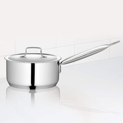Borosil Stainless Steel Sauce Pan / Milk Pan / Tea Pan With Lid | Induction Friendly | Impact Bonded Tri-ply Bottom | 2.2 Litres