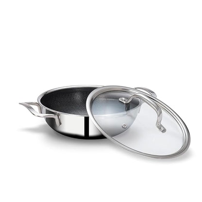 Arttdinox Stellar Triply Stainless Steel Kadhai with Lid Triply Kadai Non Stick Kadai 26cm 3.2Ltr