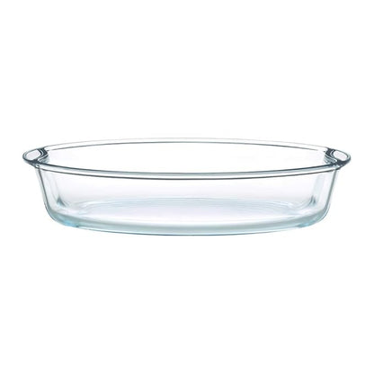 Borosil Borosilicate Glass Oval Baking Oven & Microwave Safe Dish | 2.5 Litres | Transparent