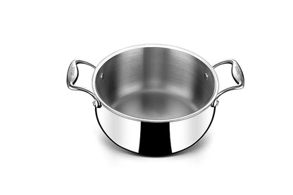 Stahl Artisan Triply Stainless Steel Belly Saucepot With Lid | Induction Base Casserole | Briyani Pot/ Handi | 4.3 L | 22 Cm