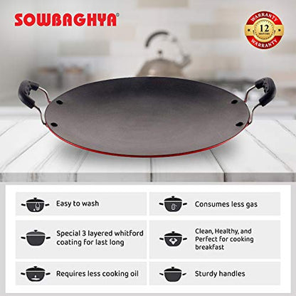 Sowbaghya Non Stick Concave Multi Tawa 3.2mm Thickness (30cm Dia Black)