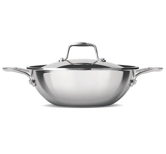 Milton Pro Cook Triply Stainless Steel 22 Cm Kadai With Lid, 2.2 Litres - 840 gms