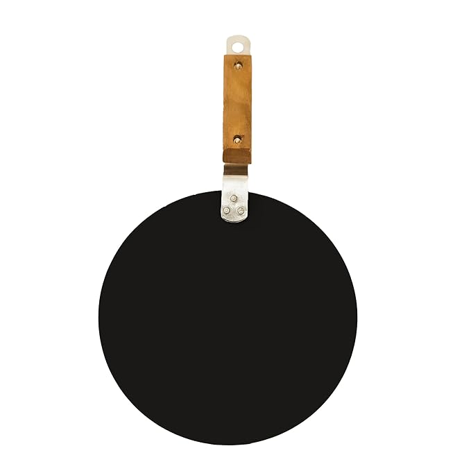 Femora 10 Inchs Iron Concave Tawa With Wooden Handle | Tawa for Roti | Gas Stovetop Compatible