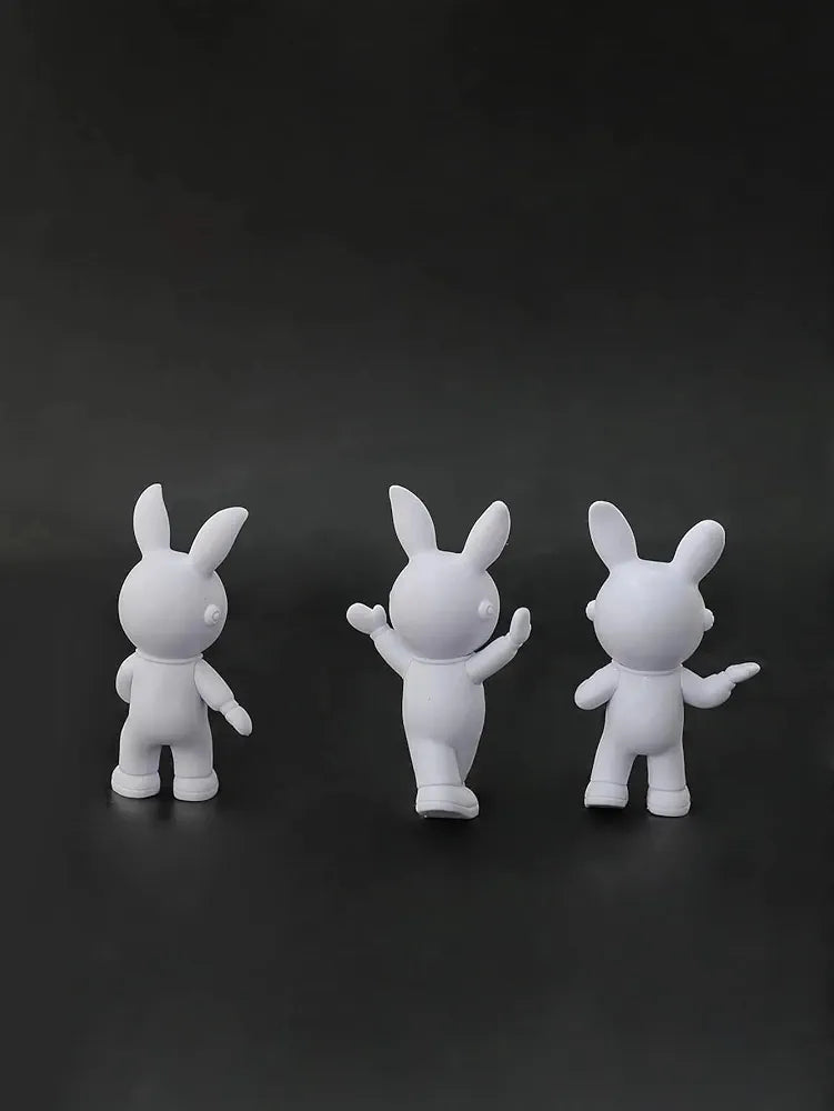 Street27 3pcs Cartoon Rabbit Shape Astronaut Figurine Showpiece