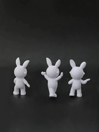 Street27 3pcs Cartoon Rabbit Shape Astronaut Figurine Showpiece