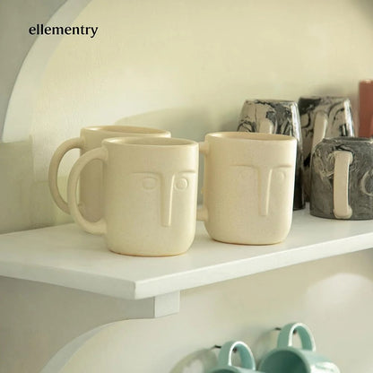 Ellementry Moai Ceramic Mug Set of 2 (350 ML)
