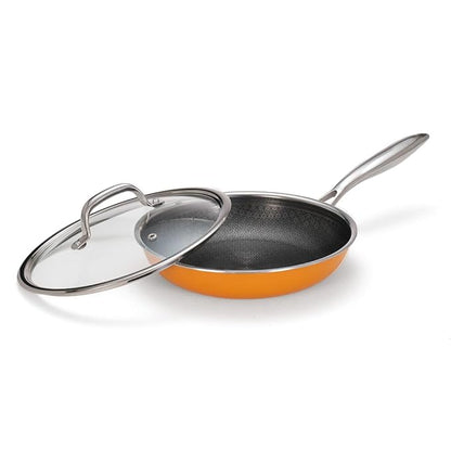Arttdinox Vida Stainless Steel Triply Frypan With Lid | 24 Cm | 1.8 Ltr | Rivetless Handle | Gas & Induction Base