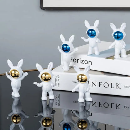 Street27 3pcs Cartoon Rabbit Shape Astronaut Figurine Showpiece