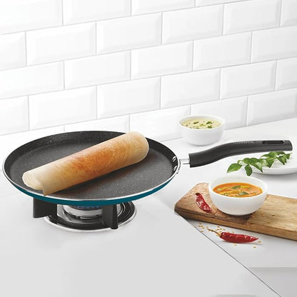 Borosil Prochef Non-stick Aluminum Flat Tawa 25 Cm | Gas Stove Compatible | Thick Uniform Body for Even Heating | Dishwasher Safe
