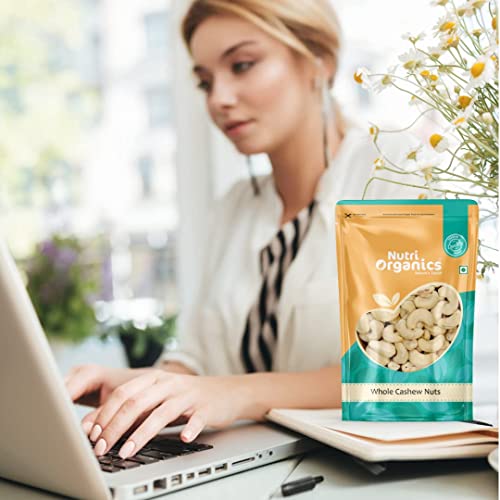Nutri Organics Dry Fruits Natural Premium Whole Cashews 200 gm | Whole Crunchy Cashew | Premium Kaju nuts Dry Fruit | Nutritious & Delicious | Gluten Free & Plant based Protein