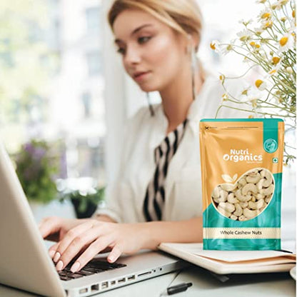 Nutri Organics Dry Fruits Natural Premium Whole Cashews 200 gm | Whole Crunchy Cashew | Premium Kaju nuts Dry Fruit | Nutritious & Delicious | Gluten Free & Plant based Protein