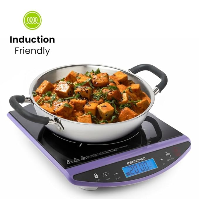 Allo Triply Stainless Steel Kadhai with Handles Perfect Kadhai for Curry Stir-Fry 34cm 7 litres