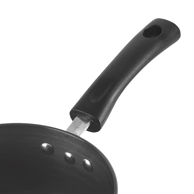 Vinod Black Pearl Hard Anodised Saucepan - 1.7 Litre, 16 cm | 3.25 mm Thick | Easy Pour Spout | Bakelite Handle