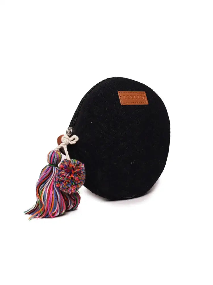 Astrid Round Textured Sling Bag For Girls With Zip Colour Grey