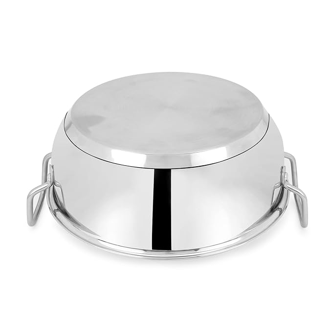 Kanshitas Heavy Gauge Stainless Steel Induction Bottom Kadai with Lid 5.2 Liter Capacity