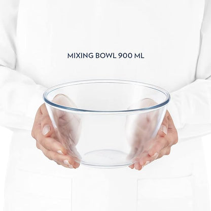 Borosil 900 ml Serving & Mixing Borosilicate Glass Bowl with Lid | Multipurpose Bowl for Kitchen & Dinning