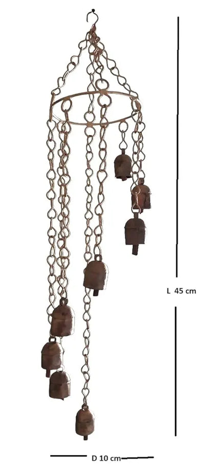 Tej Gifts Metal Bell Wind Chime Long Brass Bells Hanging 7 Bells Wind Chime Design 1
