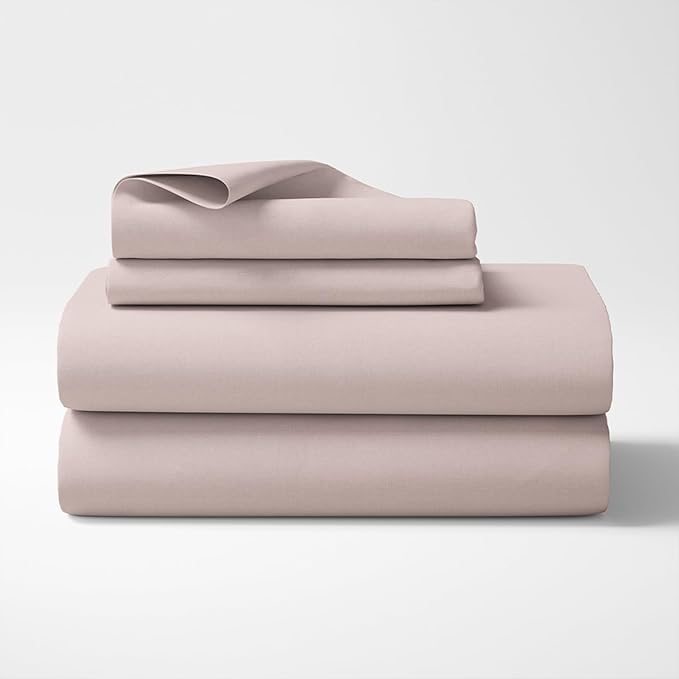 Haus & kinder Cotton Elastic Fitted Bedsheet King Size 2 Pillow Covers (78 X 72 Inches + 13 Deep Pocket) Cameorose, 300 tc