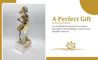 Gold Art India World's Best Daughter Figurine Silver & Gold Plated