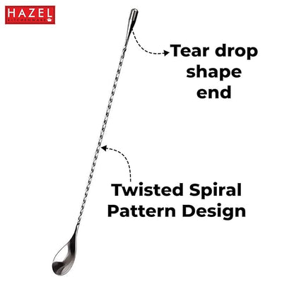 Hazel Satinless Steel Bar Spoon Teardrop Twisted Design Bar Stirrer