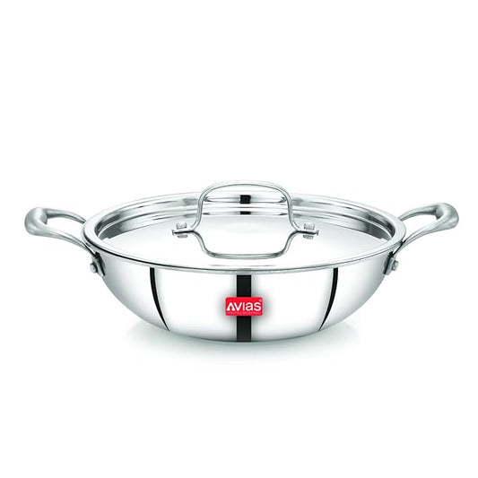Avias Riara Triply Kadhai with Lid Thickness Induction Base 2 Litre 22cm