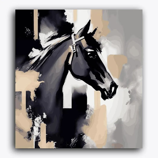 Black Horse Abstract - Paint by Number Kit, D.I.Y painting kit, Painting for Kids, s, Adults, s with Brushes and Acrylic Colours for Decor Gift Relaxation Learning 