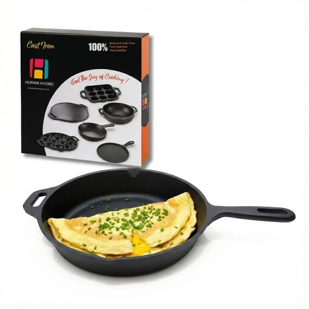 Human Hydro Pre-Seasoned Cast Iron Fry Pan 26cm 1.9kg Naturally Nonstick Gas Induction Frying Searing Sautéing