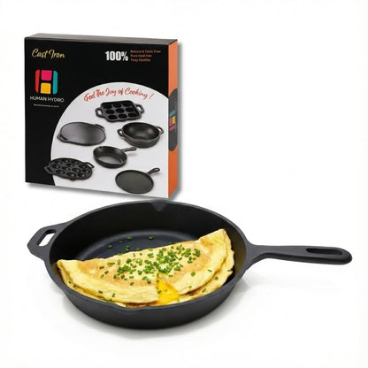 Human Hydro Pre-Seasoned Cast Iron Fry Pan 25cm 100% Natural Nonstick Non-Toxic Induction Gas