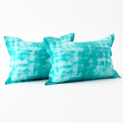 Cloth Fusion Glace Cotton Patchwork Pillow Cover Set of 2 with Envelope Closure Soft Pillow 200 TC Tie-Dye Blue