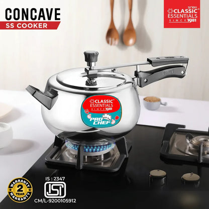 Classic Essentials Pro Chef Concave Stainless Steel Pressure Cooker - 5L
