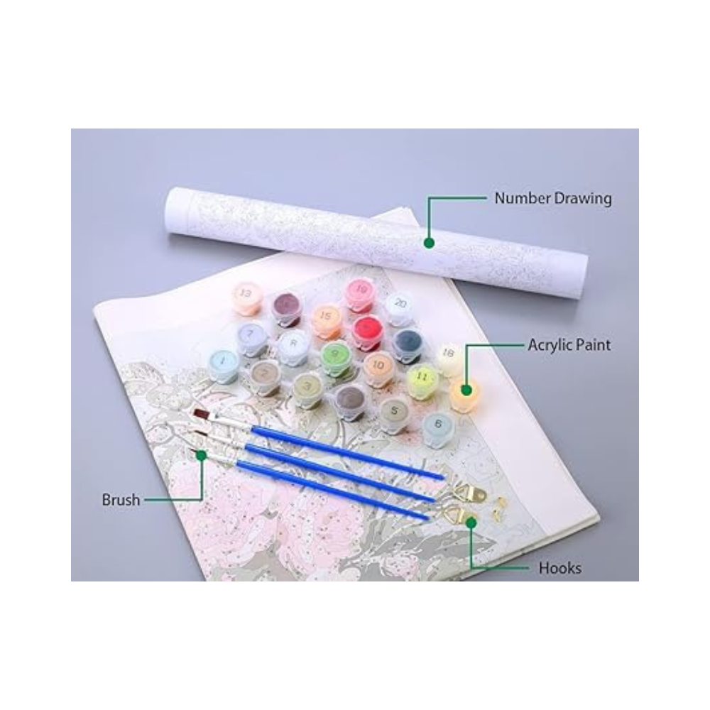 Tulip N Turtle Wild Roses Diy Acrylic Paint by Number Kit for Adults Kids Beginner Number Painting Kit for Adults
