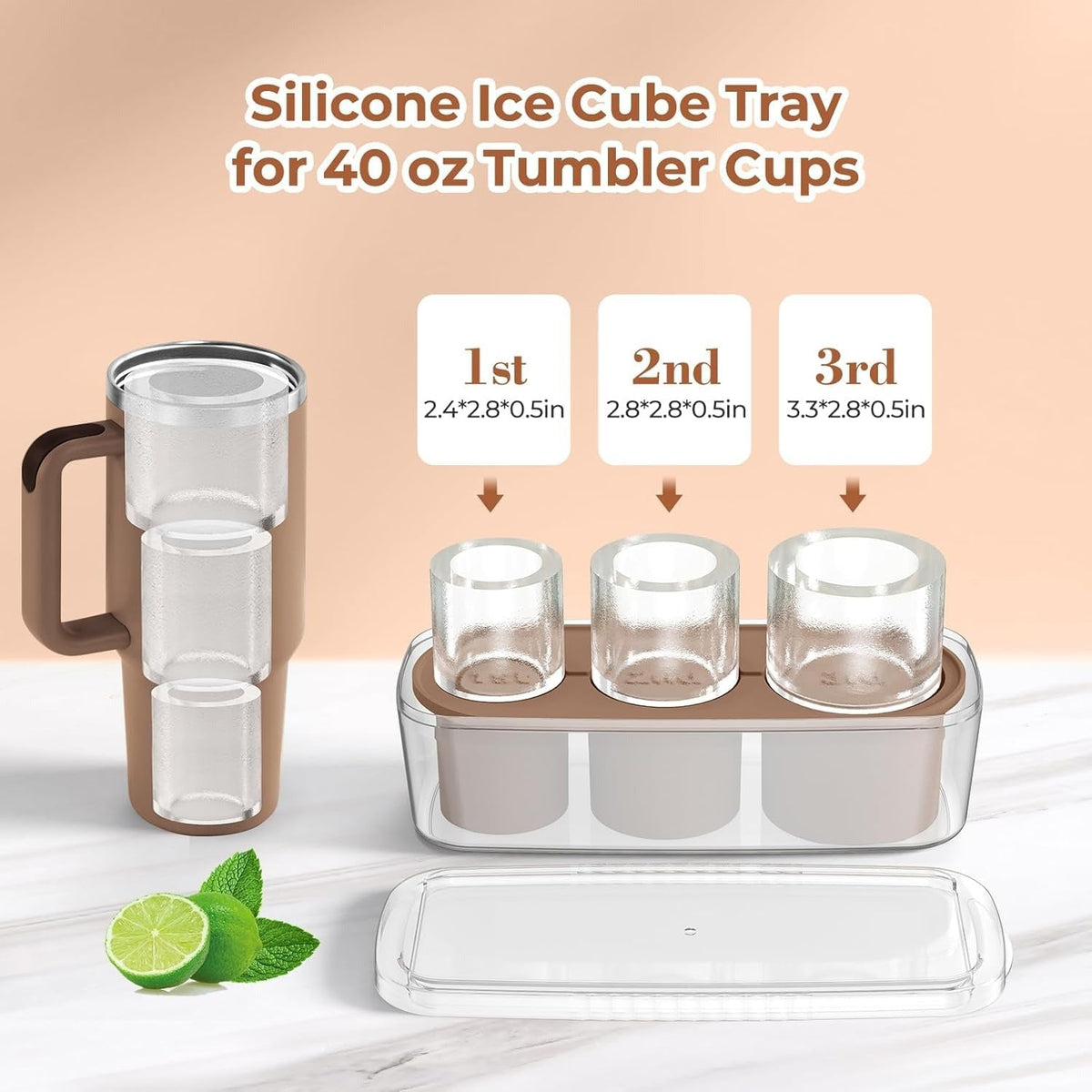 House of Quirk Ice Cube Tray for Stanley Ice Mold Tumbler Cup 950-1200ml - (Choco)