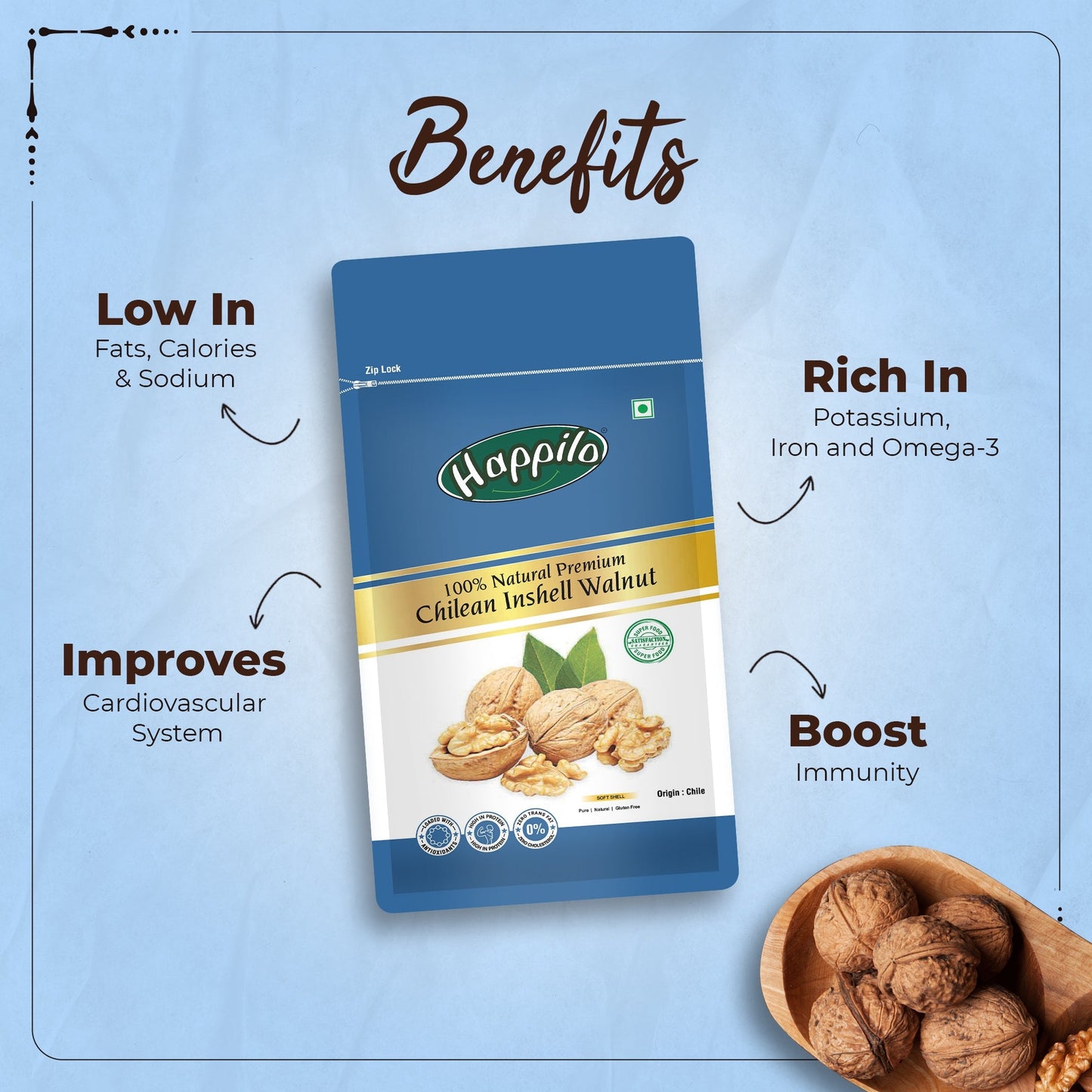 Happilo Premium Chilean Raw Inshell Walnuts
