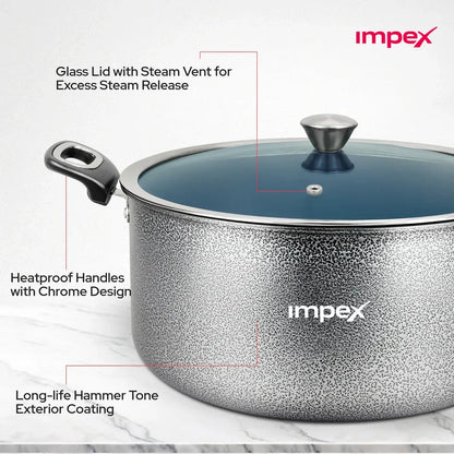 Impex Trucera 8L Ceramic Biryani Pot Grey Induction Non-Stick PFOA-Free