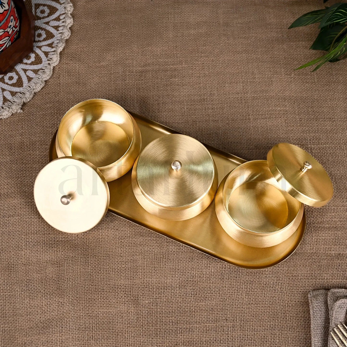 Artarium Brass Nut Bowl Gift Set Premium Handcrafted