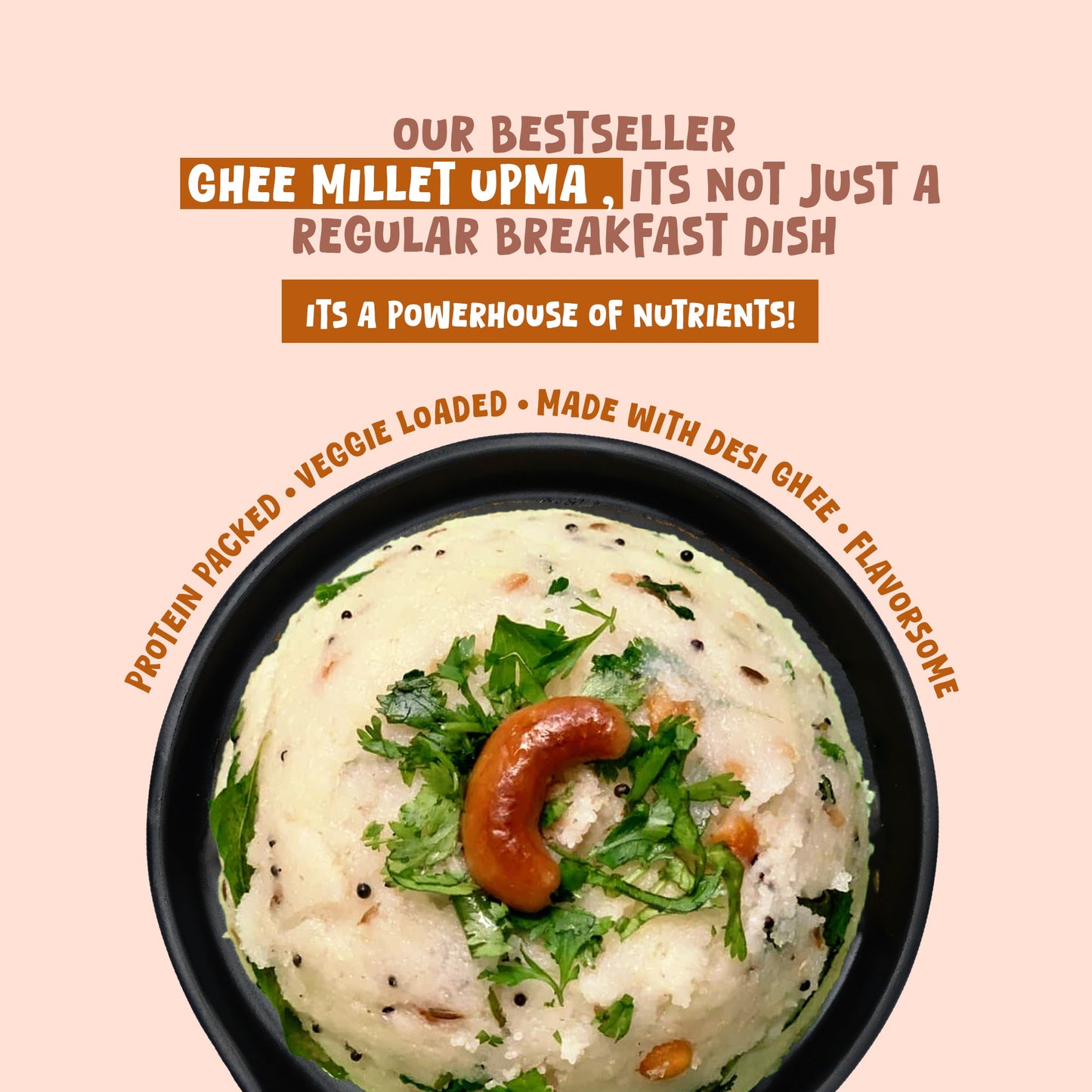 Desi Ghee and Millet Instant Upma with Cashews - Pack of 5