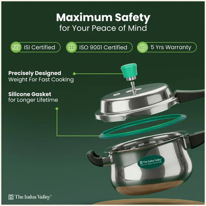 The Indus Valley Tri-Ply Stainless Steel Outer Lid Handi Pressure Cooker